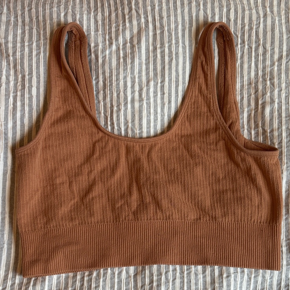 Boody Ribbed Seamless Bra, Medium, Tan